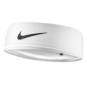NIKE OS Dri-FIT Unisex White Black Logo Athletic Wide Headband